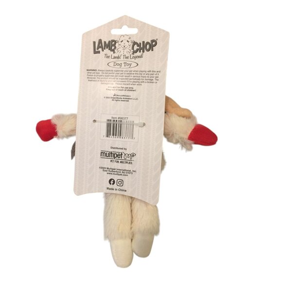 Lamb Chop Mini 8" Floppy Plush Dog Toy Cream Red - Picture 3 of 3